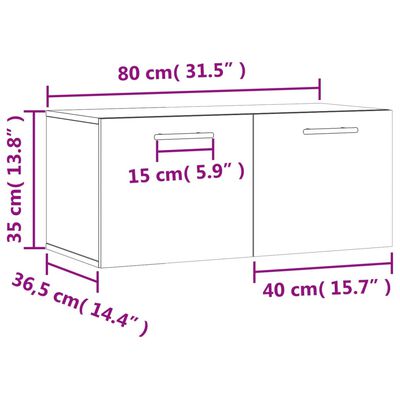 vidaXL Wall Cabinet Concrete Grey 80x36.5x35 cm Engineered Wood