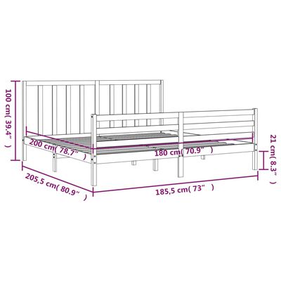 vidaXL Bed Frame without Mattress Super King Size Solid Wood Pine