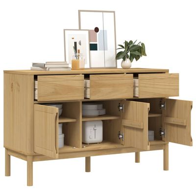 vidaXL Sideboard FLORO Wax Brown 114x43x74 cm Solid Wood Pine