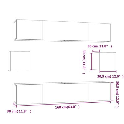 vidaXL 6 Piece TV Cabinet Set Smoked Oak Engineered Wood