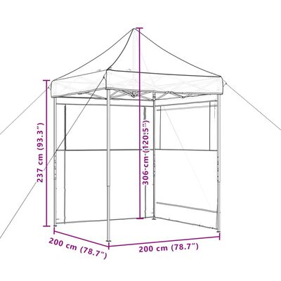 vidaXL Foldable Party Tent Pop-Up with 2 Sidewalls Burgundy