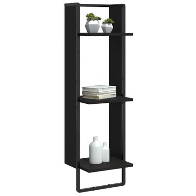 vidaXL 3-Tier Wall Shelf Black 30x25x100 cm Engineered Wood