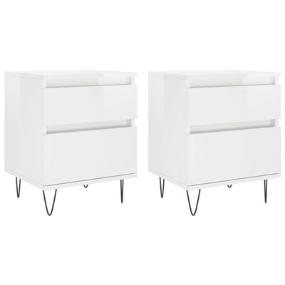 vidaXL Bedside Cabinets 2 pcs High Gloss White 40x35x50 cm Engineered Wood