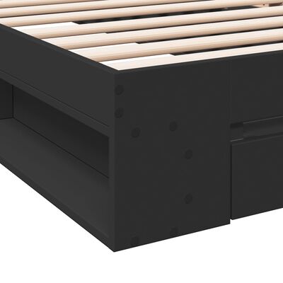 vidaXL Bed Frame with Drawer without Mattress Black 75x190 cm Small Single