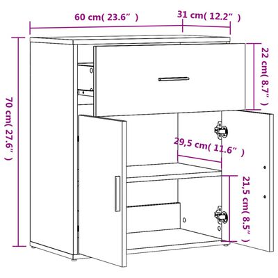 vidaXL Sideboard Sonoma Oak 60x31x70 cm Engineered Wood