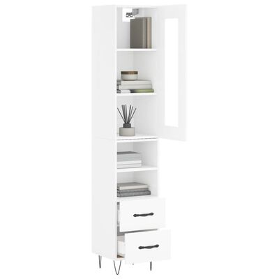 vidaXL Highboard High Gloss White 34.5x34x180 cm Engineered Wood