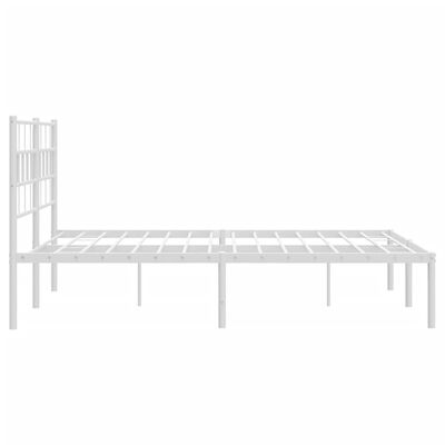 vidaXL Metal Bed Frame without Mattress with Headboard White 140x190 cm