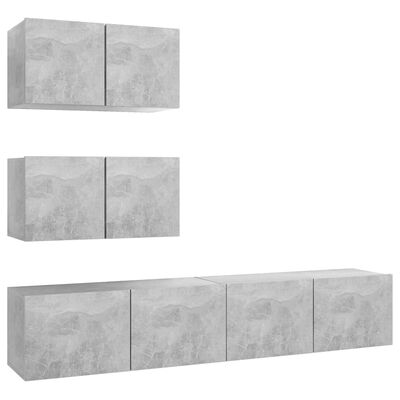 vidaXL 4 Piece TV Cabinet Set Concrete Grey Engineered Wood