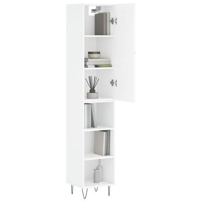 vidaXL Highboard High Gloss White 34.5x34x180 cm Engineered Wood