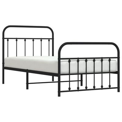 vidaXL Metal Bed Frame without Mattress with Footboard Black 100x190 cm