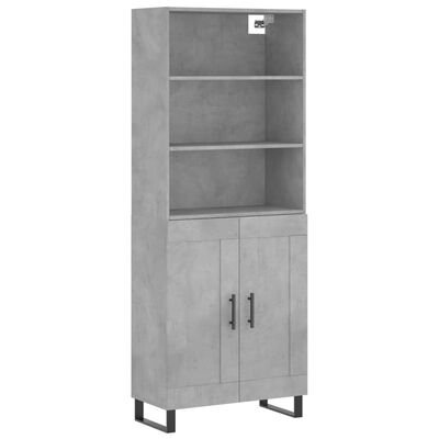 vidaXL Highboard Concrete Grey 69.5x34x180 cm Engineered Wood