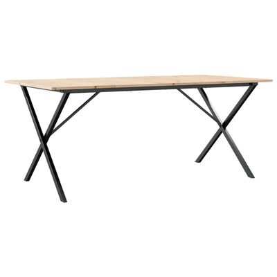 vidaXL Dining Table X-Frame 180x90x75 cm Solid Wood Pine and Cast Iron