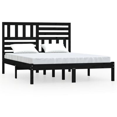 vidaXL Bed Frame without Mattress Black Solid Wood Pine 140x200 cm