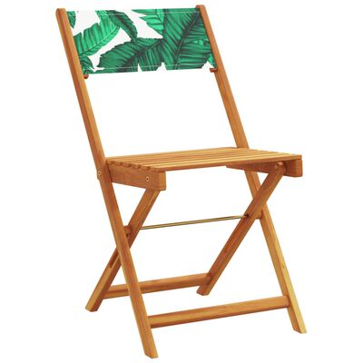 vidaXL Folding Garden Chairs 4 pcs Green Fabric and Solid Wood