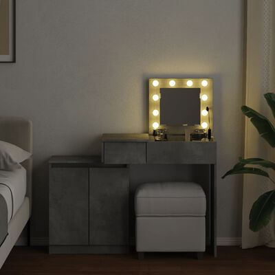 vidaXL Dressing Table with LED Concrete Grey 115x37x110.5 cm