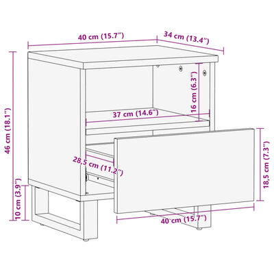 vidaXL Bedside Cabinet 40x33x46 cm Solid Wood Mango