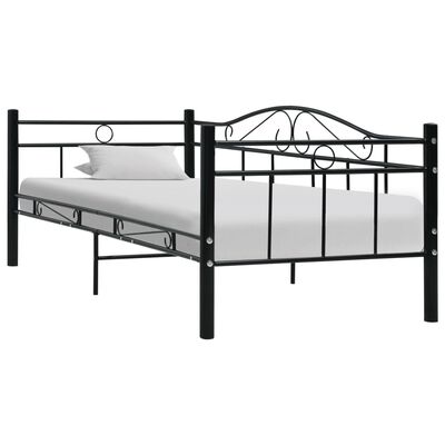 vidaXL Daybed Frame without Mattress Black Metal 90x200 cm