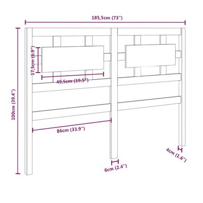 vidaXL Bed Headboard Honey Brown 185.5x4x100 cm Solid Wood Pine