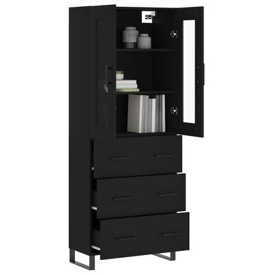 vidaXL Highboard Black 69.5x34x180 cm Engineered Wood