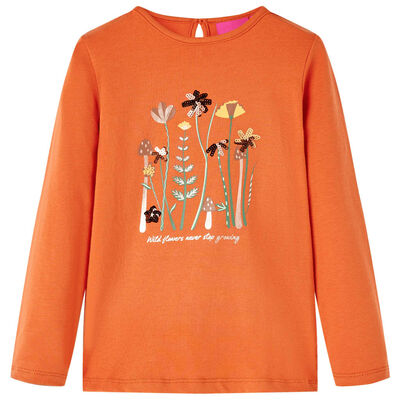 Kids' T-shirt with Long Sleeves Burnt Orange 92