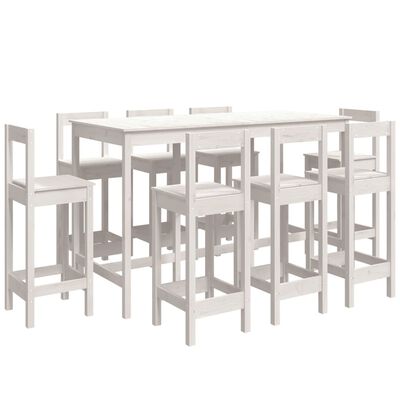 vidaXL 9 Piece Bar Set White Solid Wood Pine