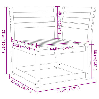 vidaXL Garden Sofa Corner 73x73x78 cm Solid Wood Douglas