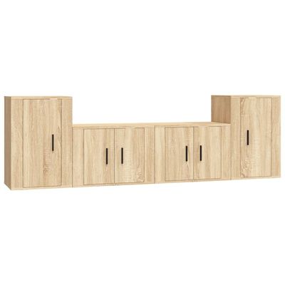 vidaXL 4 Piece TV Cabinet Set Sonoma Oak Engineered Wood