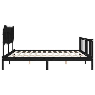 vidaXL Bed Frame without Mattress Black Small Double Solid Wood Pine