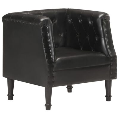 vidaXL Armchair Black Real Leather