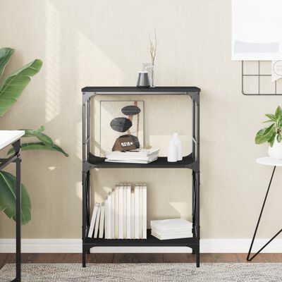 vidaXL Bookcase 3-Tier Black 59x35x90.5 cm Engineered Wood