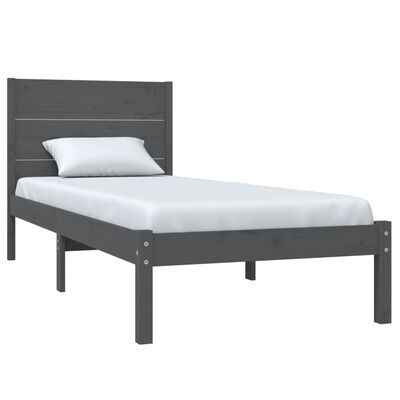 vidaXL Bed Frame without Mattress Grey 90x200 cm Solid Wood Pine