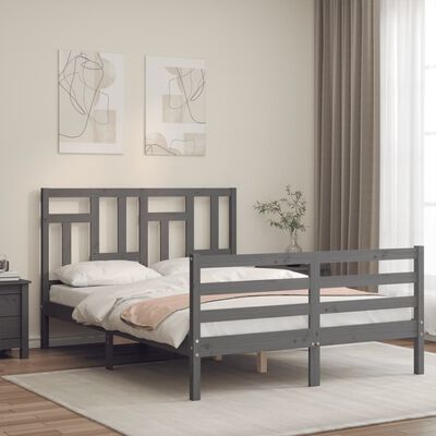 vidaXL Bed Frame without Mattress Grey 140x190 cm Solid Wood