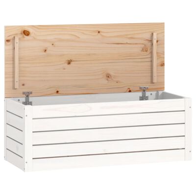 vidaXL Storage Box White 89x36.5x33 cm Solid Wood Pine