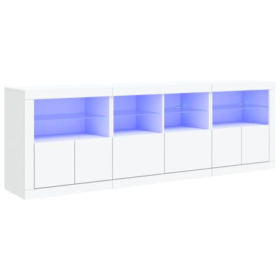 vidaXL Sideboard with LED Lights White 202x37x67 cm