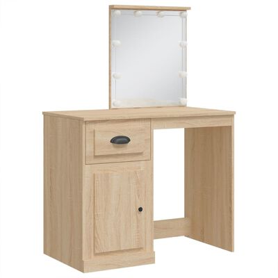 vidaXL Dressing Table with LED Lights Sonoma Oak 90x42x132.5 cm