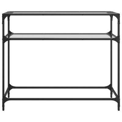 vidaXL Console Table with Transparent Glass Top 98x35x81 cm Steel