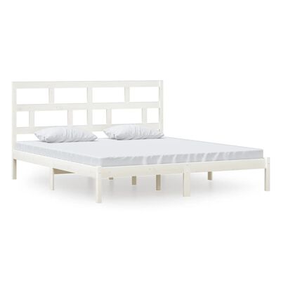 vidaXL Bed Frame without Mattress White Super King Solid Wood