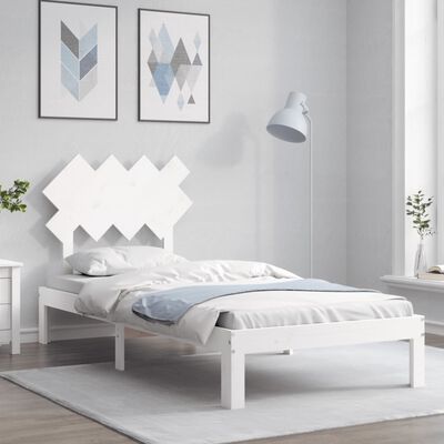 vidaXL Bed Frame without Mattress White Single Solid Wood Pine