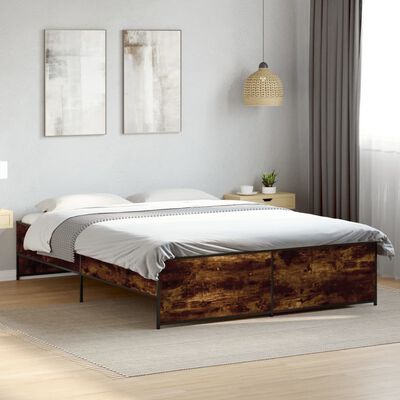 vidaXL Bed Frame without Mattress Smoked Oak 140x200 cm