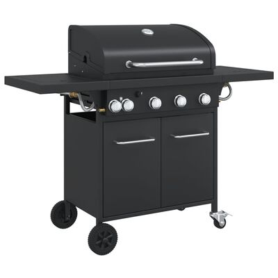 vidaXL Gas BBQ Grill with 5 Burners Black Powder-coated Steel