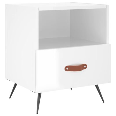 vidaXL Bedside Cabinet High Gloss White 40x35x47.5 cm Engineered Wood