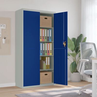 vidaXL File Cabinet Light Grey and Blue 90x40x180 cm Steel