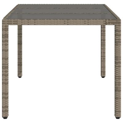 vidaXL Garden Table with Glass Top Grey 150x90x75 cm Poly Rattan