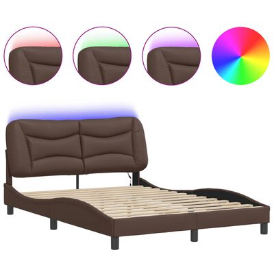 vidaXL Bed Frame with LED without Mattress Brown 120x200 cm