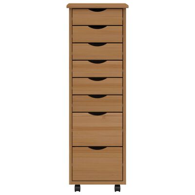 vidaXL Rolling Cabinet with Drawers MOSS Honey Brown Solid Wood Pine