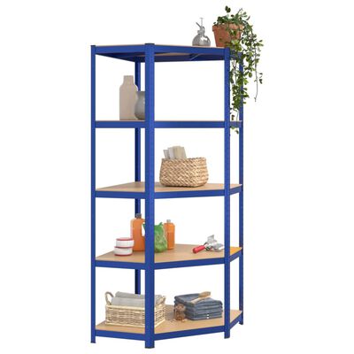 vidaXL 5-Layer Shelves 4 pcs Blue Steel&Engineered Wood