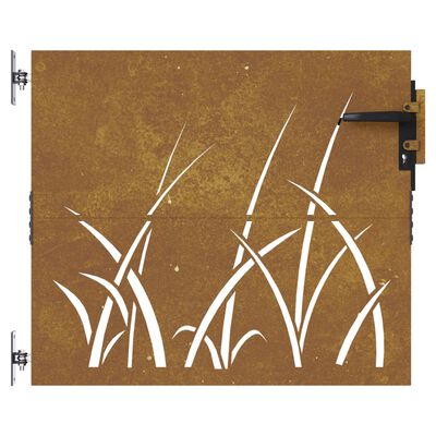 vidaXL Garden Gate 85x100 cm Corten Steel Grass Design