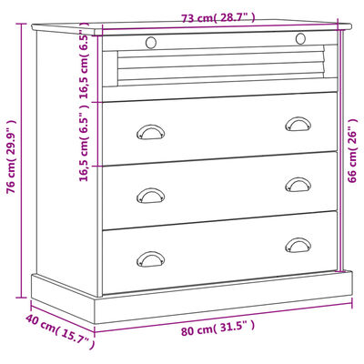 vidaXL Chest of Drawers VIGO 80x40x76 cm Solid Wood Pine