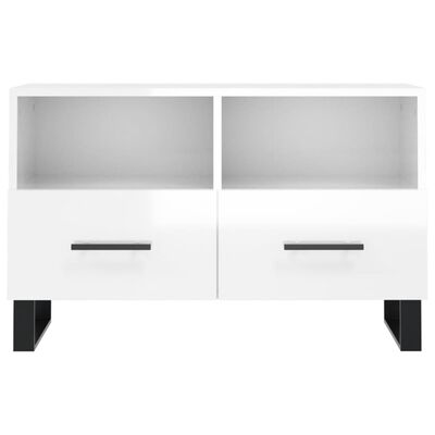 vidaXL TV Cabinet High Gloss White 80x36x50 cm Engineered Wood