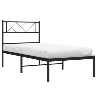 vidaXL Metal Bed Frame with Headboard Black 100x190 cm